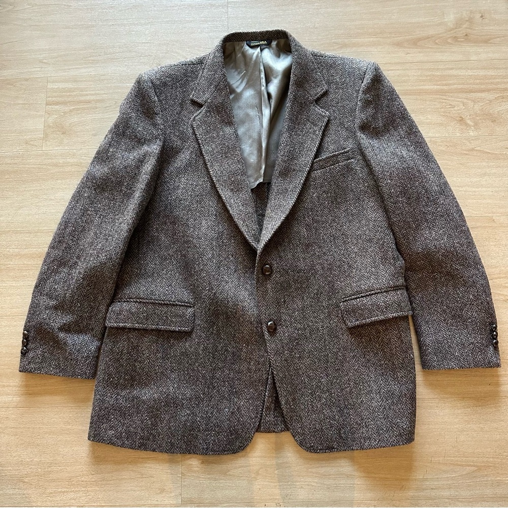 Vintage Harris Tweed 100% Scottish Wool Blazer Academic Professor Suit Jacket